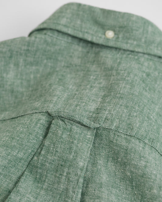 WOODY GREEN, REG COTTON LINEN SS SHIRT, CLOSE-UP BY GANT AU.
