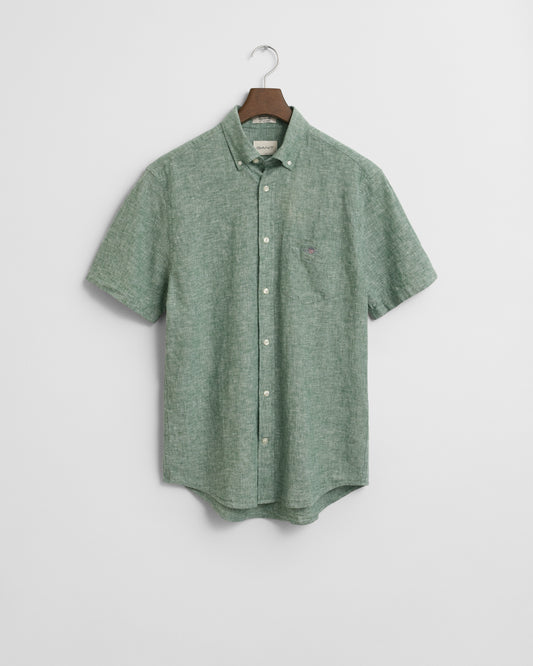 WOODY GREEN, REG COTTON LINEN SS SHIRT BY GANT AU.