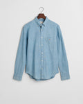 LIGHT BLUE, REG CHAMBRAY SHIRT, FLAT-LAY BY GANT AU.