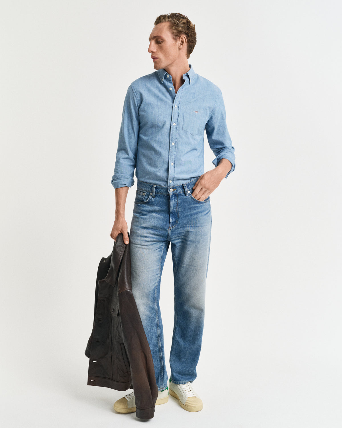 LIGHT BLUE, REG CHAMBRAY SHIRT BY GANT AU.