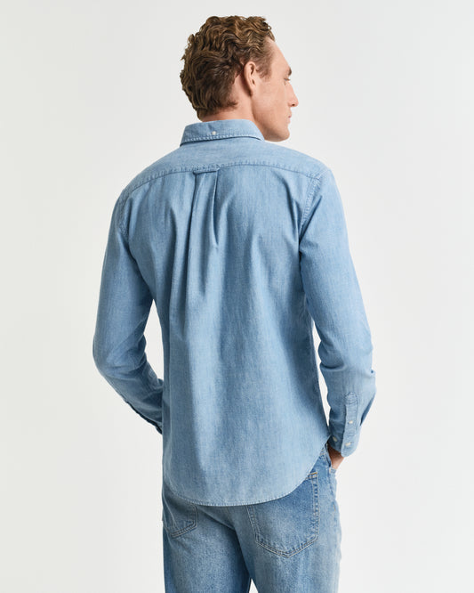 LIGHT BLUE, REG CHAMBRAY SHIRT, BACK-VIEW BY GANT AU.