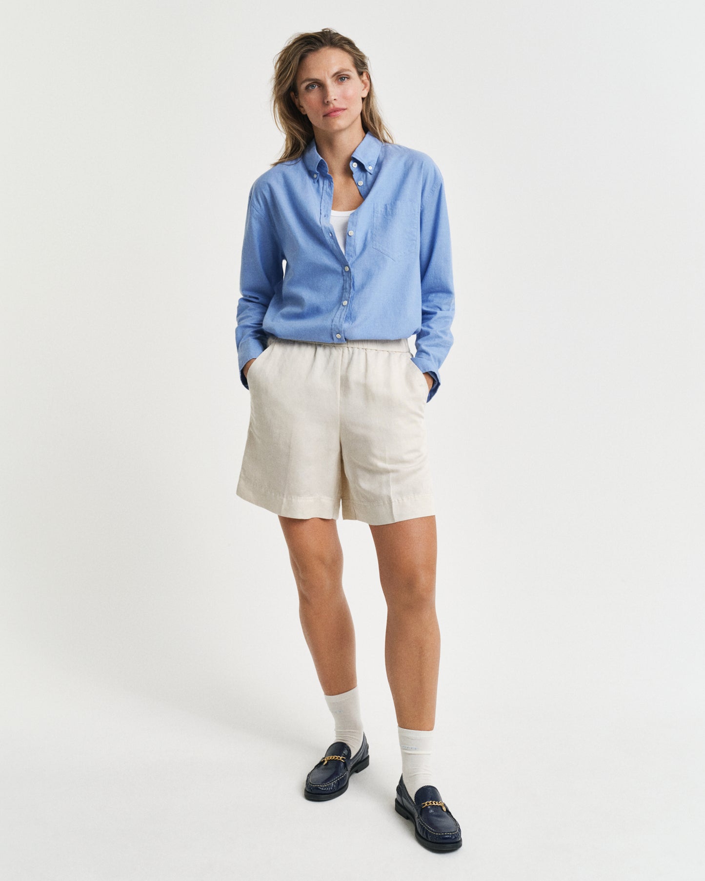PUTTY, REL LINEN BLEND PULL ON SHORTS BY GANT AU.