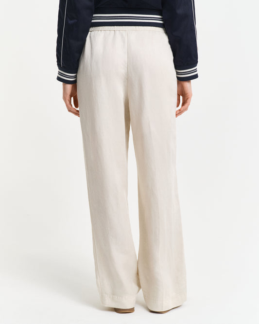 PUTTY, LINEN BLEND PULL ON PANTS, BACK-VIEW BY GANT AU.