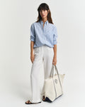 EGGSHELL, LINEN BLEND PULL ON PANTS BY GANT AU.