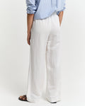 EGGSHELL, LINEN BLEND PULL ON PANTS, BACK-VIEW BY GANT AU.