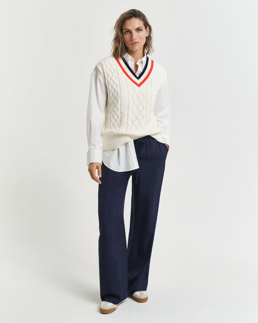 EVENING BLUE, FLUID DRAWSTRING PANTS BY GANT AU.