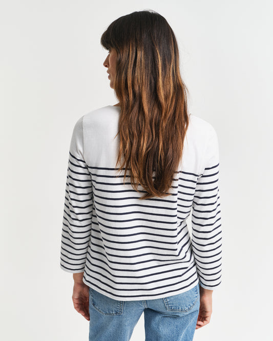EVENING BLUE, REG BRETON BOAT NECK T-SHIRT, BACK-VIEW BY GANT AU.