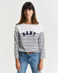 EVENING BLUE, REG BRETON BOAT NECK T-SHIRT, FRONT-VIEW BY GANT AU.