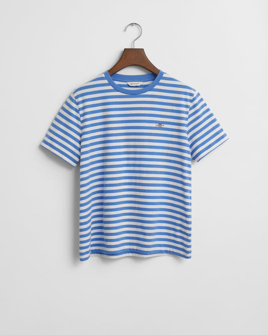 PERFECT BLUE, REG STRIPED SHIELD SS T-SHIRT BY GANT AU.