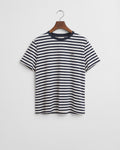 EVENING BLUE, REG STRIPED SHIELD SS T-SHIRT, FLAT-LAY BY GANT AU.