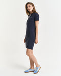 MODEL WEARING CONTRAST COLLAR PIQUE POLO DRESS