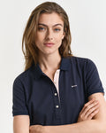 EVENING BLUE, CONTRAST COLLAR PIQUE POLO DRESS, CLOSE-UP BY GANT AU.