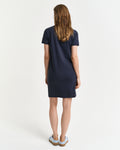 EVENING BLUE, CONTRAST COLLAR PIQUE POLO DRESS, BACK-VIEW BY GANT AU.