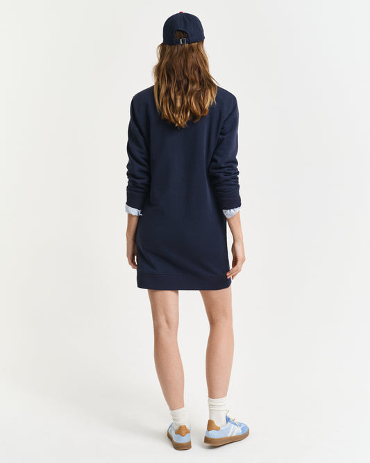 EVENING BLUE, SHIELD C-NECK SWEAT DRESS, BACK-VIEW BY GANT AU.