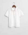 WHITE, CONTRAST COLLAR SS PIQUE POLO, FLAT-LAY BY GANT AU.