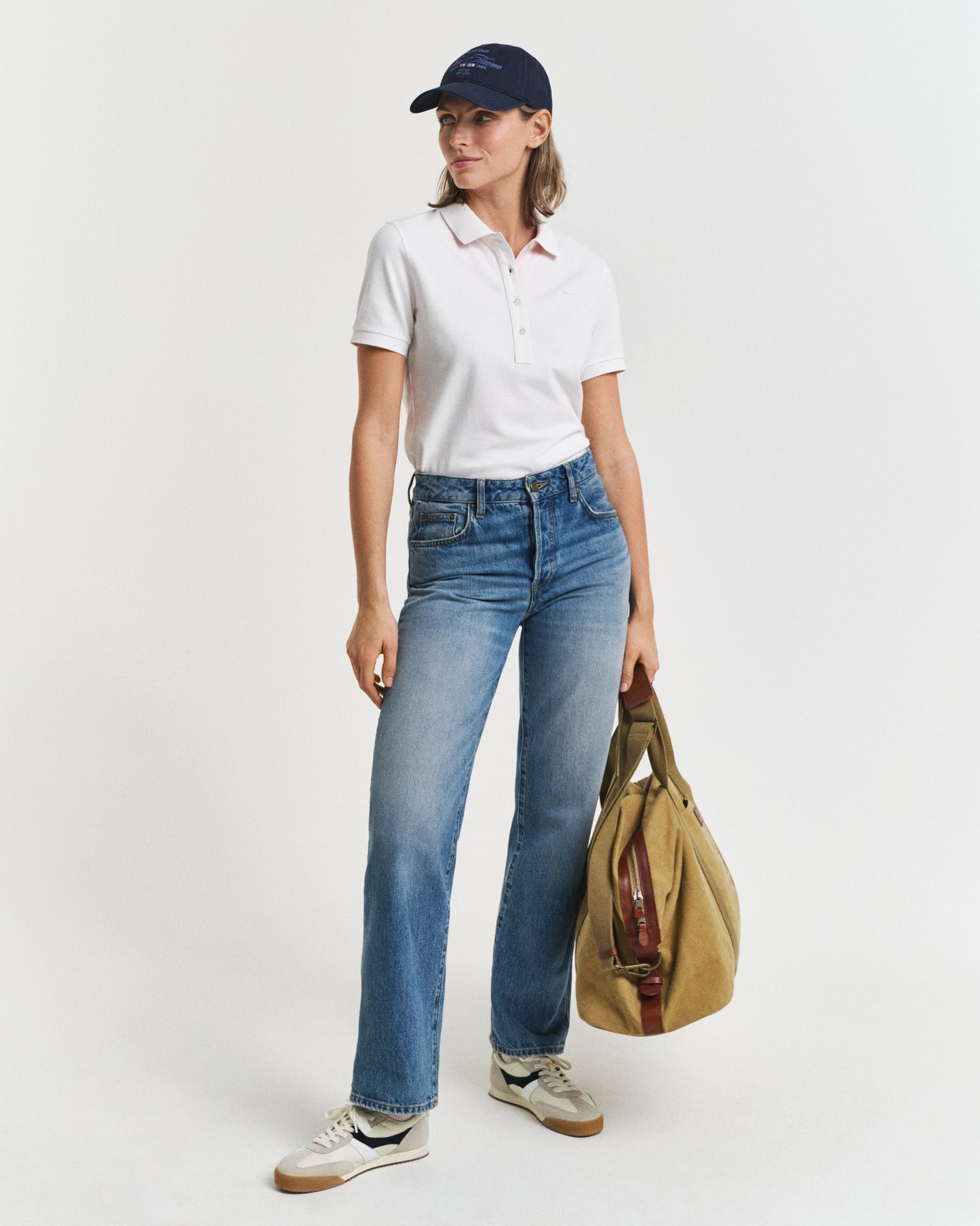 WHITE, CONTRAST COLLAR SS PIQUE POLO BY GANT AU.