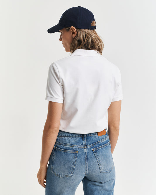 WHITE, CONTRAST COLLAR SS PIQUE POLO, BACK-VIEW BY GANT AU.
