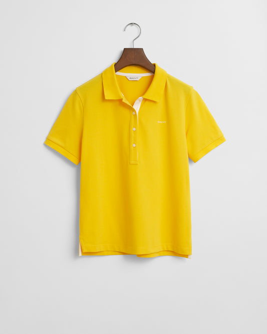 DAFFODIL YELLOW, CONTRAST COLLAR SS PIQUE POLO BY GANT AU.