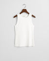 WHITE, HIGH NECK RIB TANK TOP, FLAT-LAY BY GANT AU.