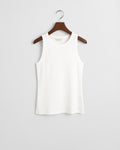 WHITE, HIGH NECK RIB TANK TOP, FLAT-LAY BY GANT AU.
