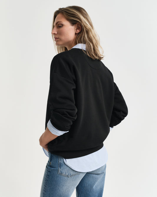 BLACK, SHIELD C-NECK SWEAT, BACK-VIEW BY GANT AU.
