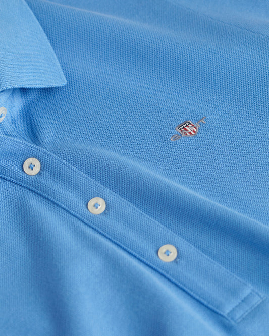 PERFECT BLUE, SHIELD SS PIQUE POLO DRESS, CLOSE-UP BY GANT AU.