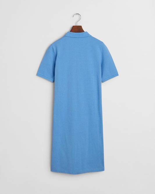 PERFECT BLUE, SHIELD SS PIQUE POLO DRESS, BACK-VIEW BY GANT AU.