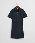 EVENING BLUE, SHIELD SS PIQUE POLO DRESS, FLAT-LAY BY GANT AU.
