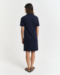 EVENING BLUE, SHIELD SS PIQUE POLO DRESS, BACK-VIEW BY GANT AU.