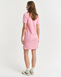 GERANIUM PINK, SHIELD SS PIQUE POLO DRESS, BACK-VIEW BY GANT AU.