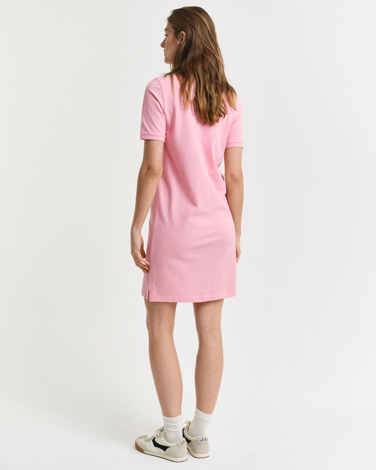 GERANIUM PINK, SHIELD SS PIQUE POLO DRESS, BACK-VIEW BY GANT AU.