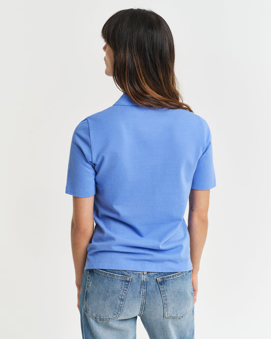 PERFECT BLUE, SLIM SHIELD SS PIQUE POLO, BACK-VIEW BY GANT AU.