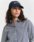 MODEL WEARING REG CLASSIC POPLIN STRIPED SHIRT