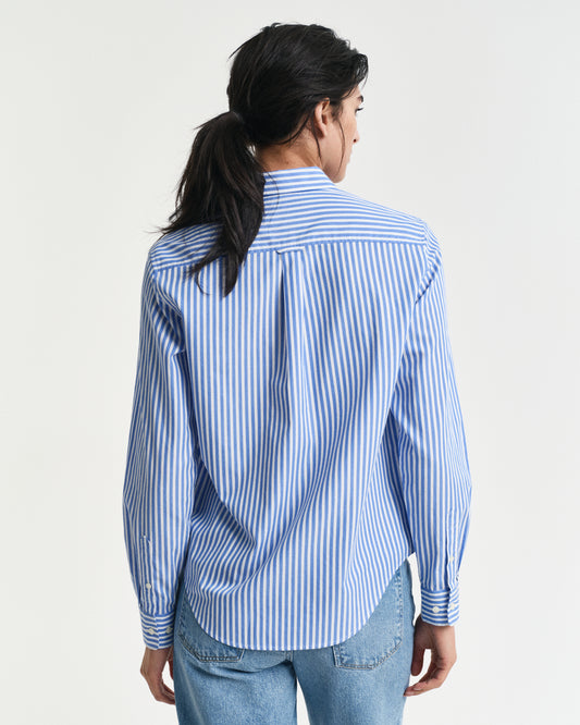 PERFECT BLUE, REG CLASSIC POPLIN STRIPED SHIRT, BACK-VIEW BY GANT AU.