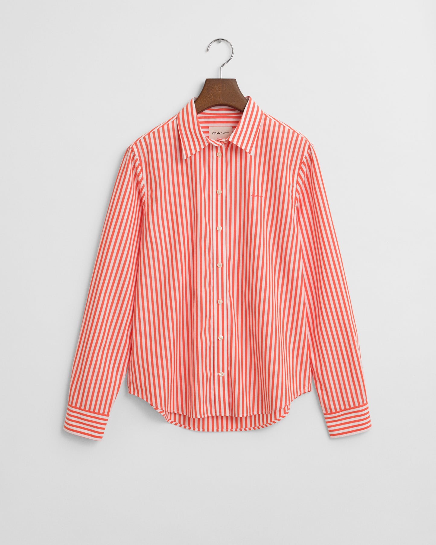 ORANGE RED, REG CLASSIC POPLIN STRIPED SHIRT, FLAT-LAY BY GANT AU.