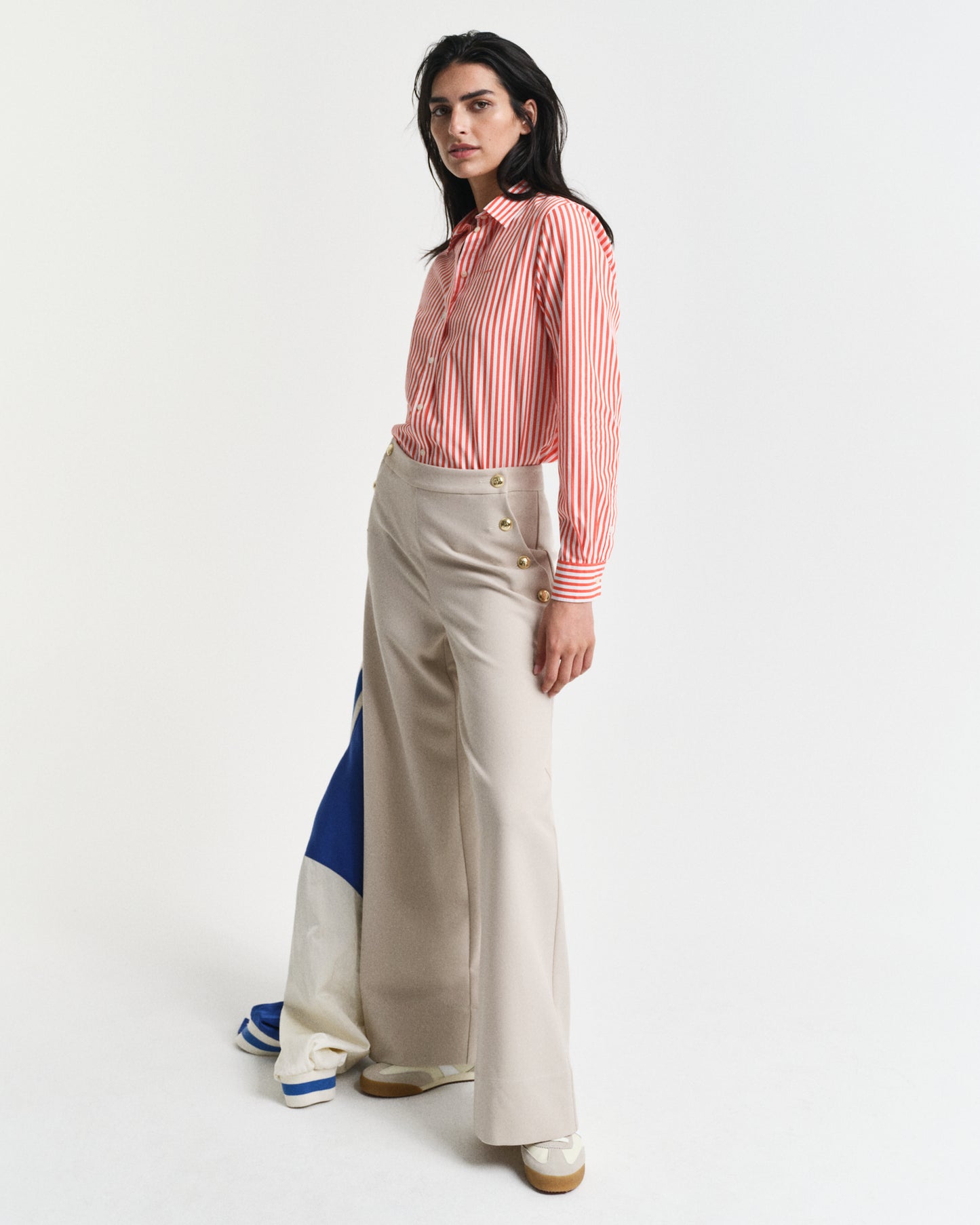 ORANGE RED, REG CLASSIC POPLIN STRIPED SHIRT BY GANT AU.