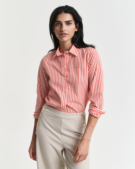 ORANGE RED, REG CLASSIC POPLIN STRIPED SHIRT, FRONT-VIEW BY GANT AU.