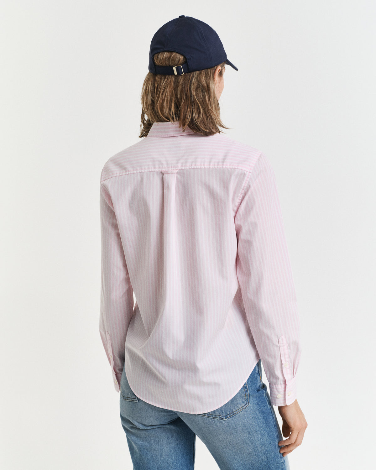 LIGHT PINK, REG CLASSIC POPLIN STRIPED SHIRT, BACK-VIEW BY GANT AU.