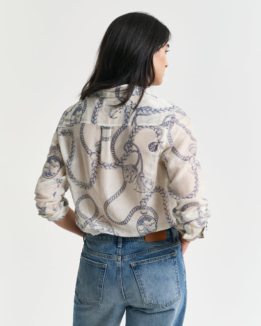 CREAM, REG SAILING PRINT COT SILK SHIRT, BACK-VIEW BY GANT AU.