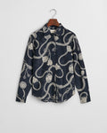 EVENING BLUE, REG SAILING PRINT COT SILK SHIRT, FLAT-LAY BY GANT AU.