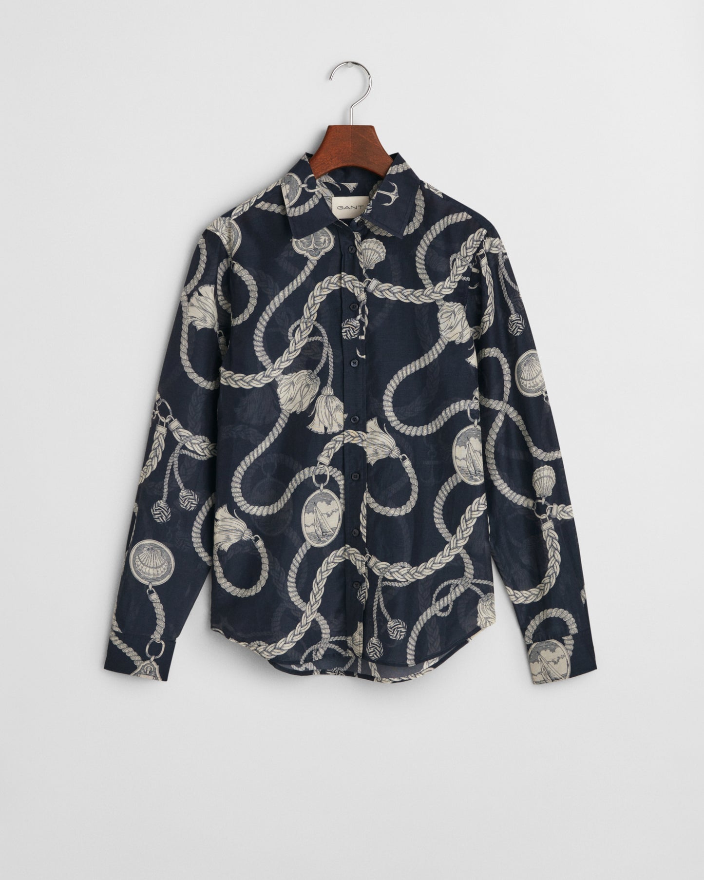EVENING BLUE, REG SAILING PRINT COT SILK SHIRT, FLAT-LAY BY GANT AU.