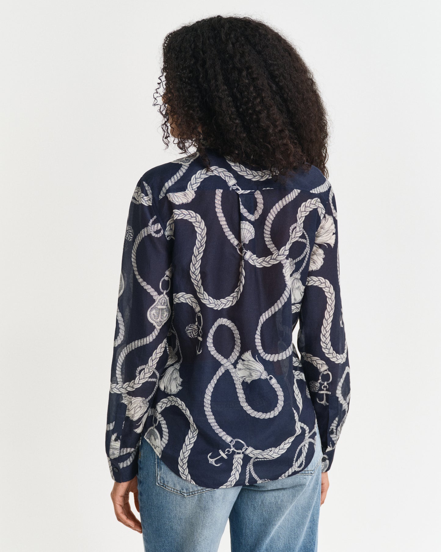 EVENING BLUE, REG SAILING PRINT COT SILK SHIRT, BACK-VIEW BY GANT AU.