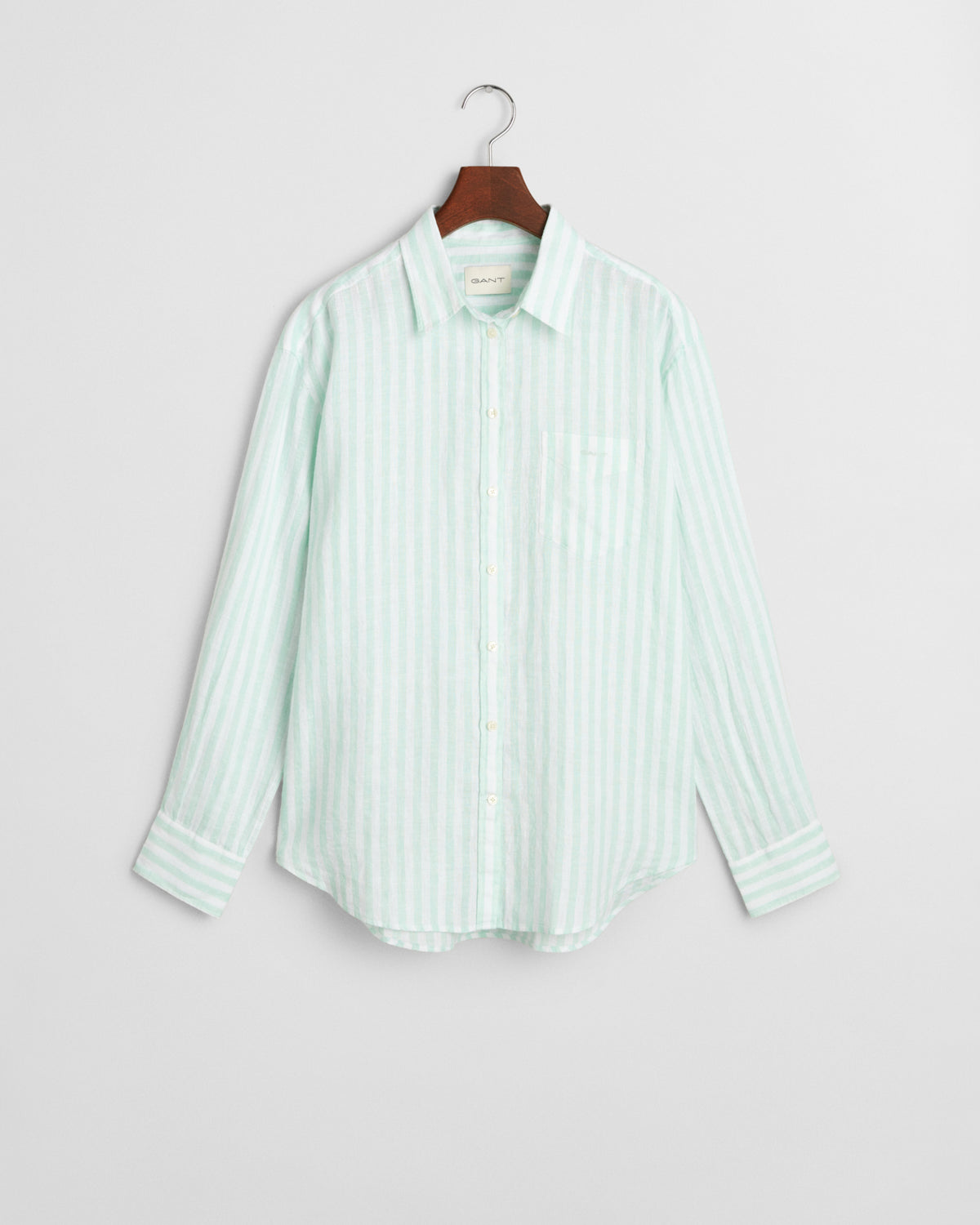 FADED MINT, REL STRIPED LINEN SHIRT, FLAT-LAY BY GANT AU.
