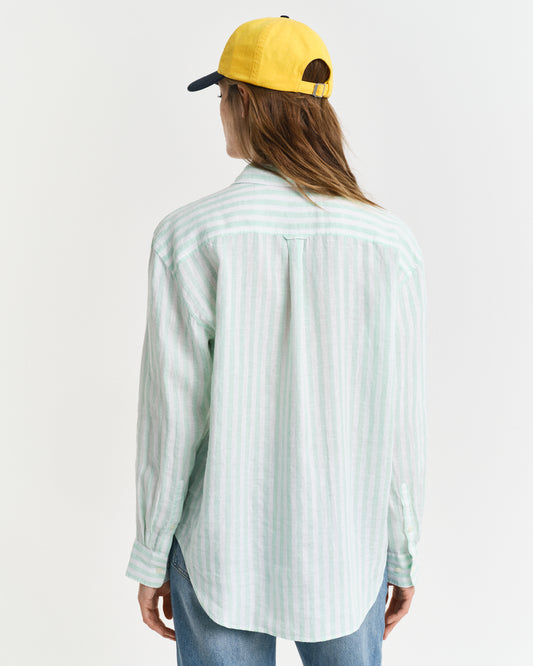 FADED MINT, REL STRIPED LINEN SHIRT, BACK-VIEW BY GANT AU.