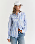 PERFECT BLUE, REL STRIPED LINEN SHIRT, FRONT-VIEW BY GANT AU.
