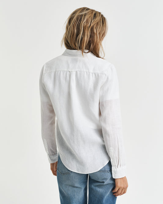WHITE, REG LINEN SHIRT, BACK-VIEW BY GANT AU.