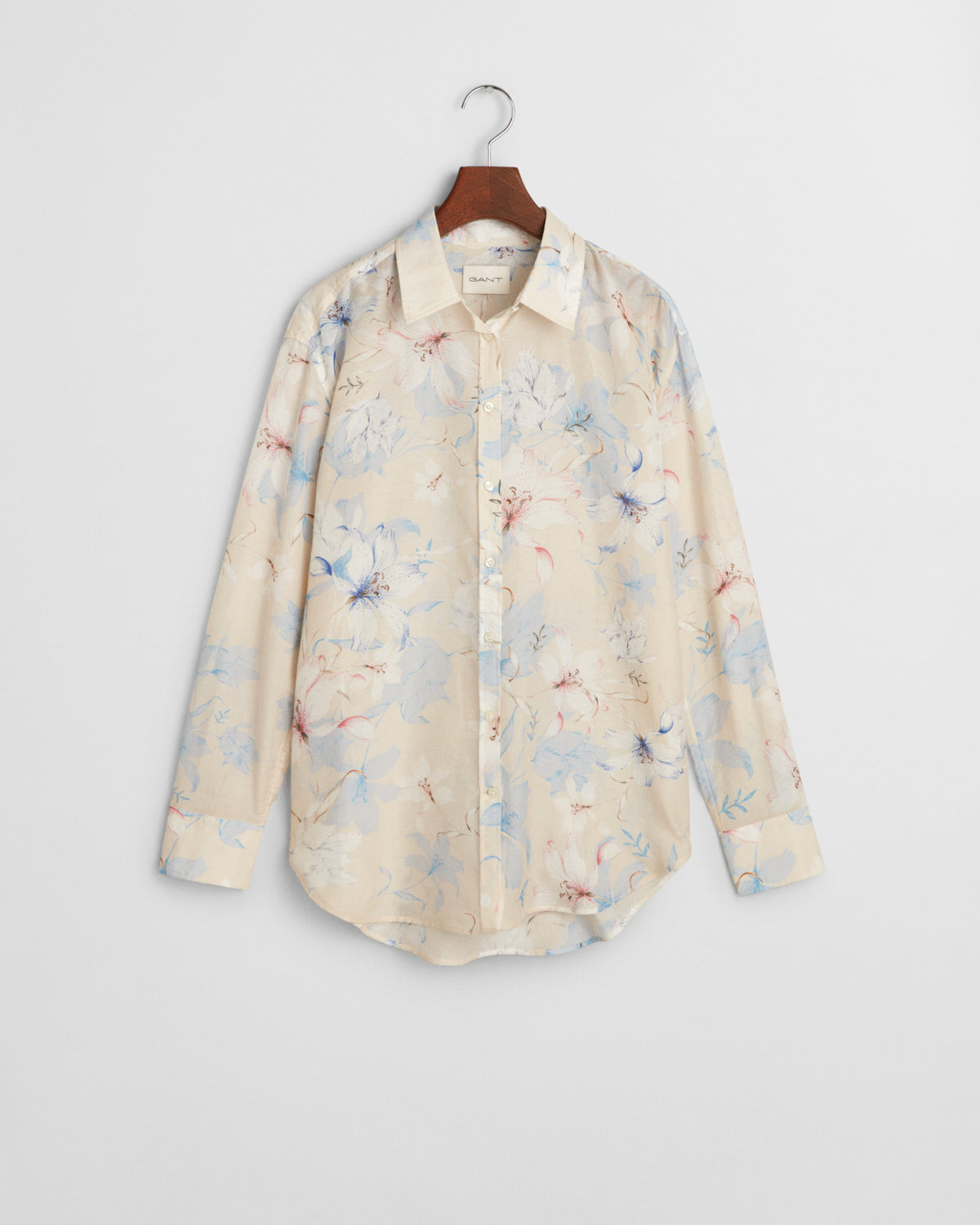 PUTTY, REL FLORAL PRINT COT SILK SHIRT, FLAT-LAY BY GANT AU.