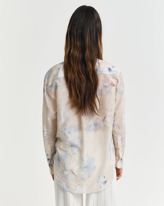 PUTTY, REL FLORAL PRINT COT SILK SHIRT, BACK-VIEW BY GANT AU.