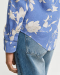 MODEL WEARING REG FLORAL PRINT LINEN SHIRT
