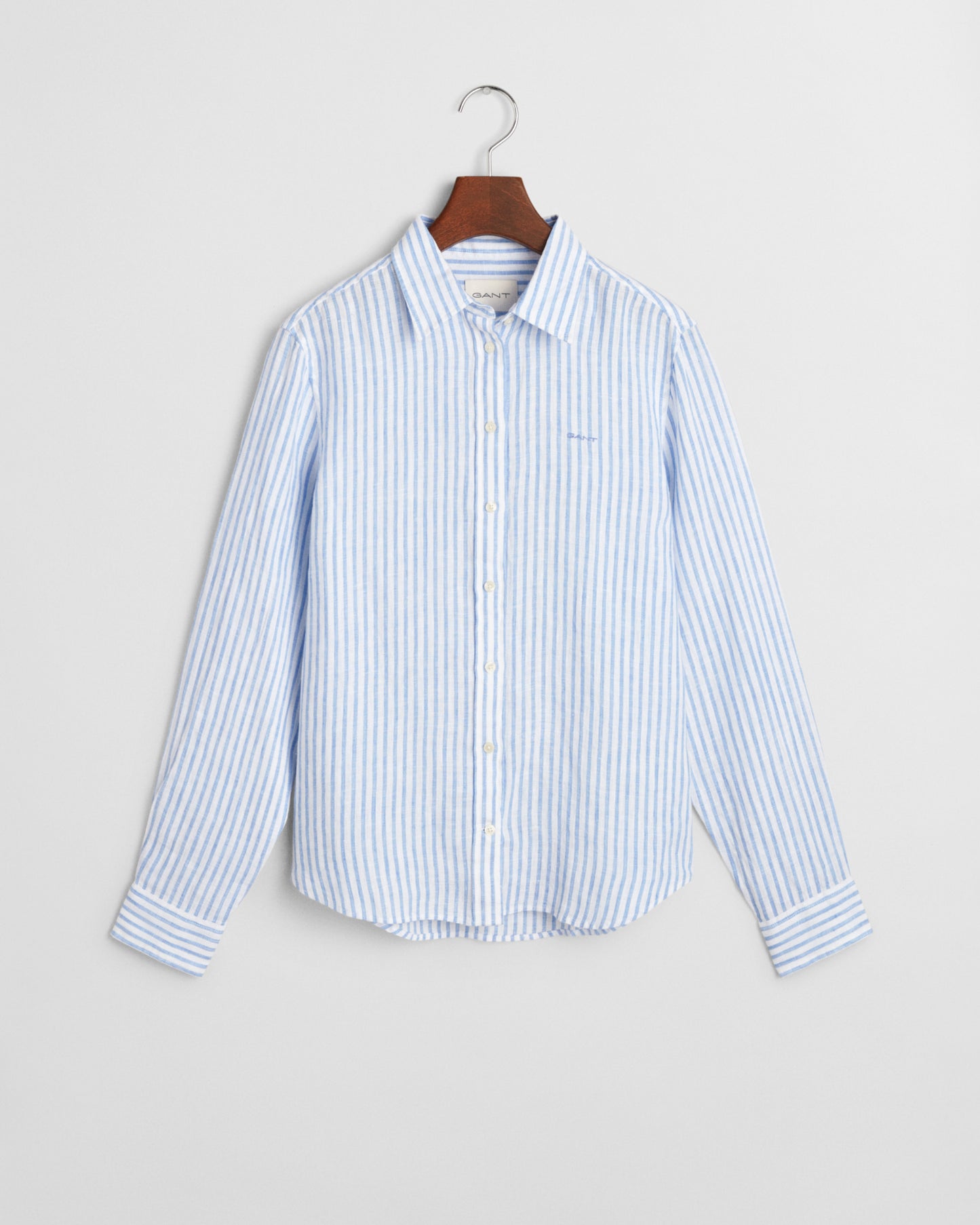 PERFECT BLUE, REG LINEN STRIPED SHIRT, FLAT-LAY BY GANT AU.